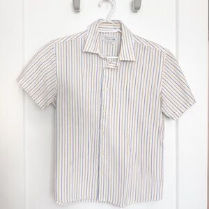 Mens Blue and Yellow Striped Casual Shirt